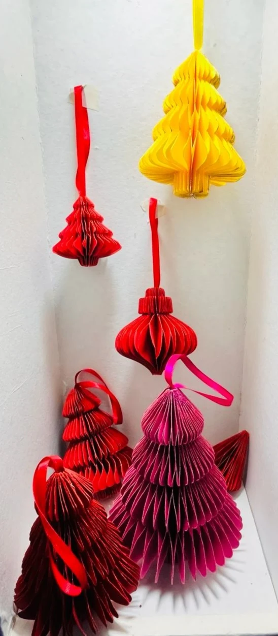 handmade paper honeycomb ornaments
