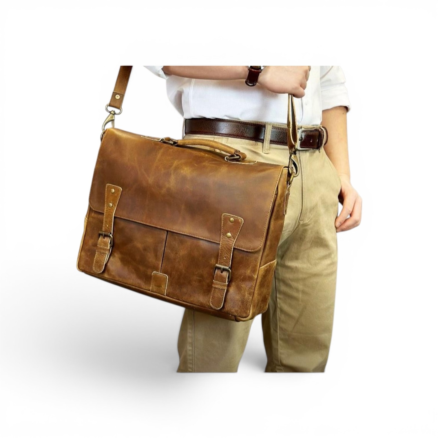 Handmade laptop leather bag