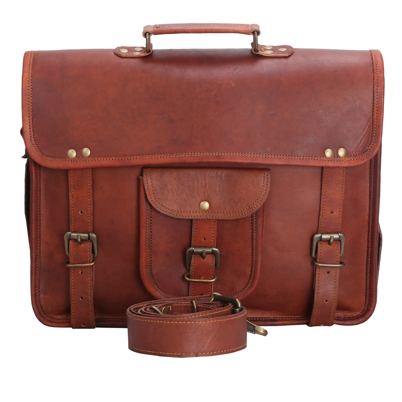 Handmade leather laptop bag