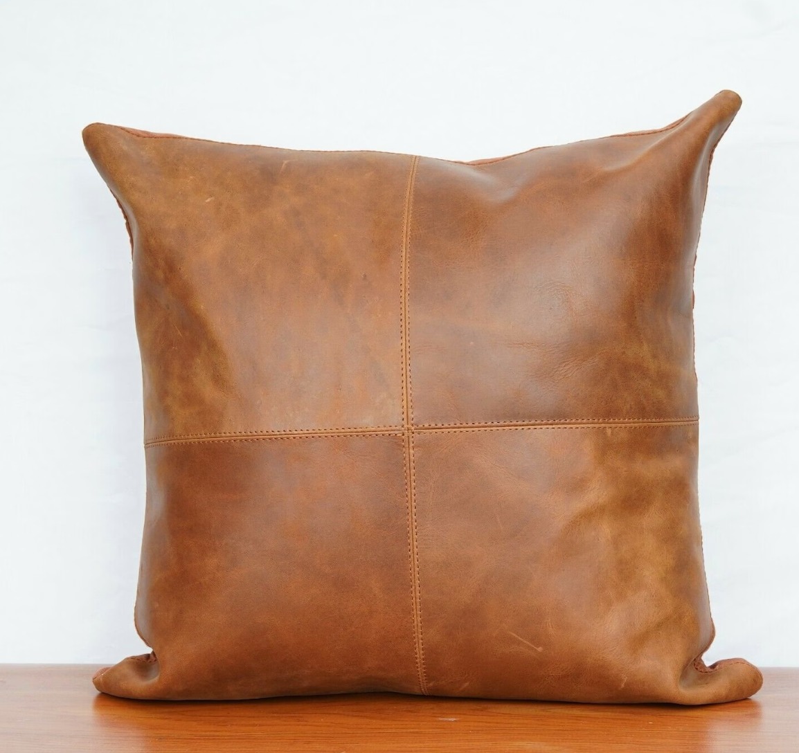 Handmade leather cushion cover