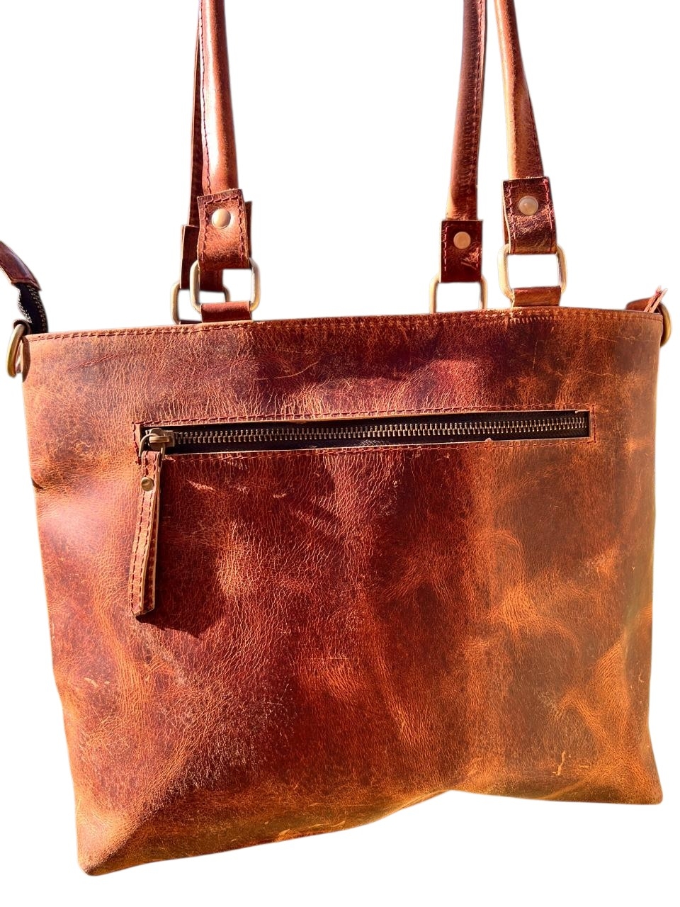 Handmade leather tote bag