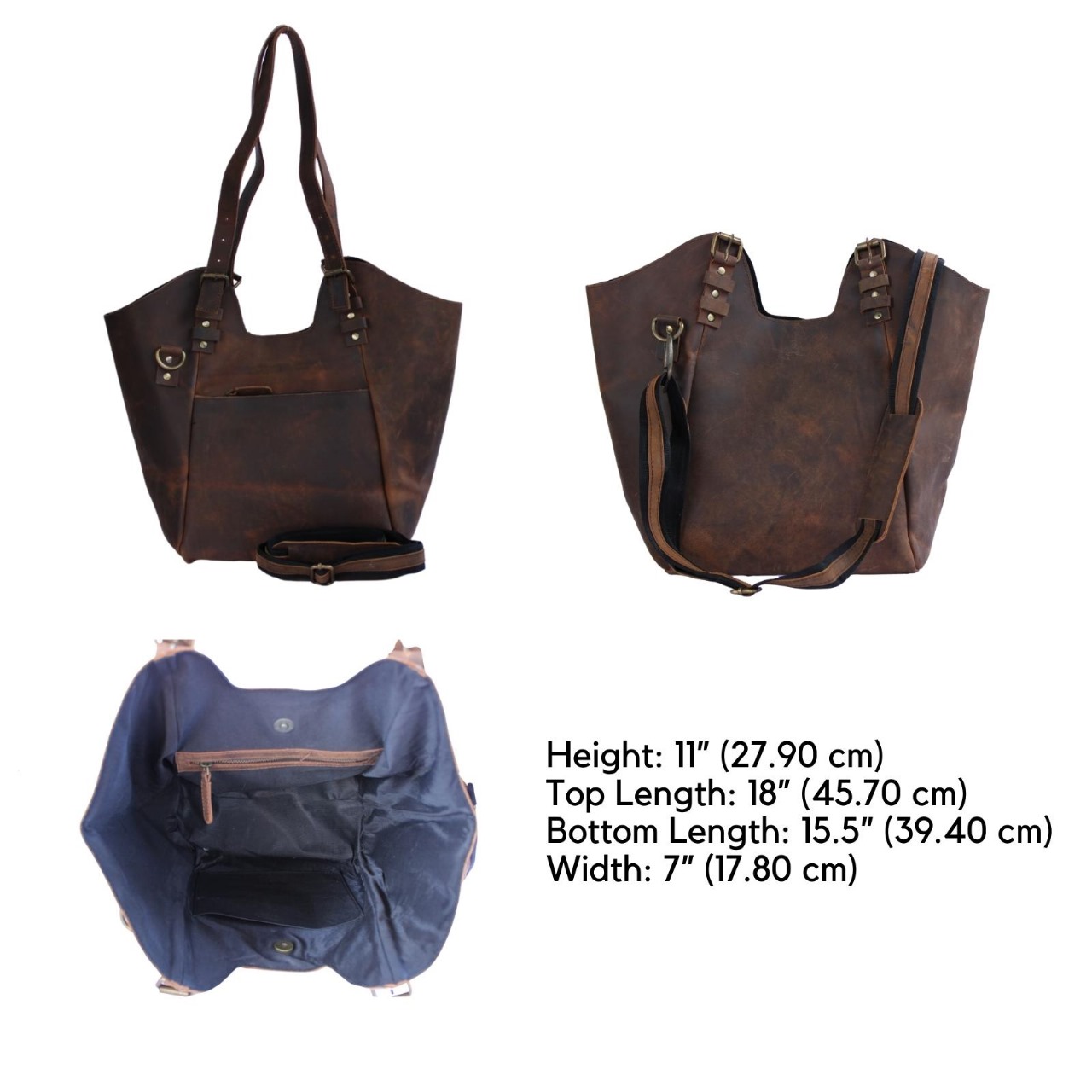 Handmade leather tote bag