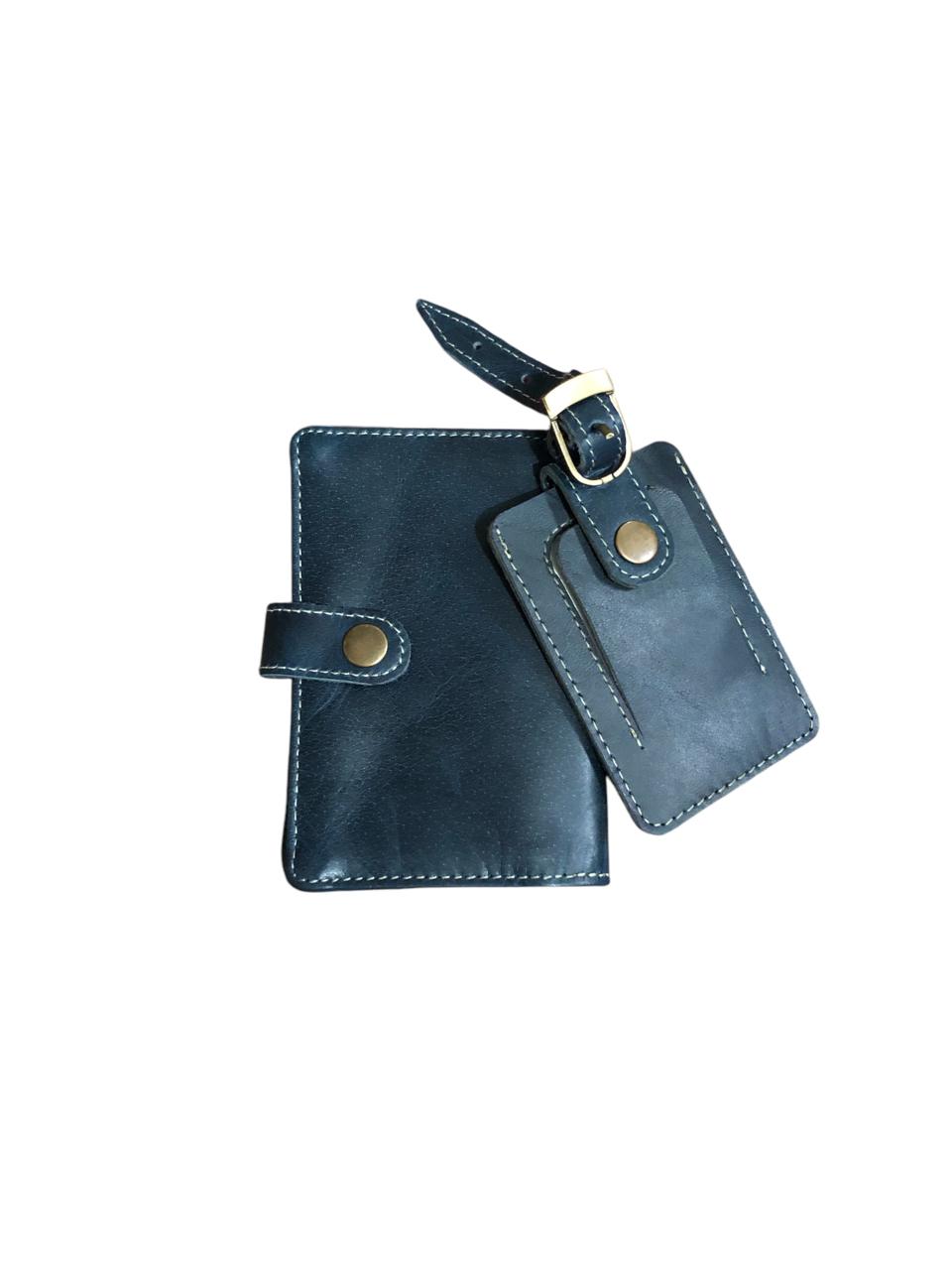 Handmade leather passport tag