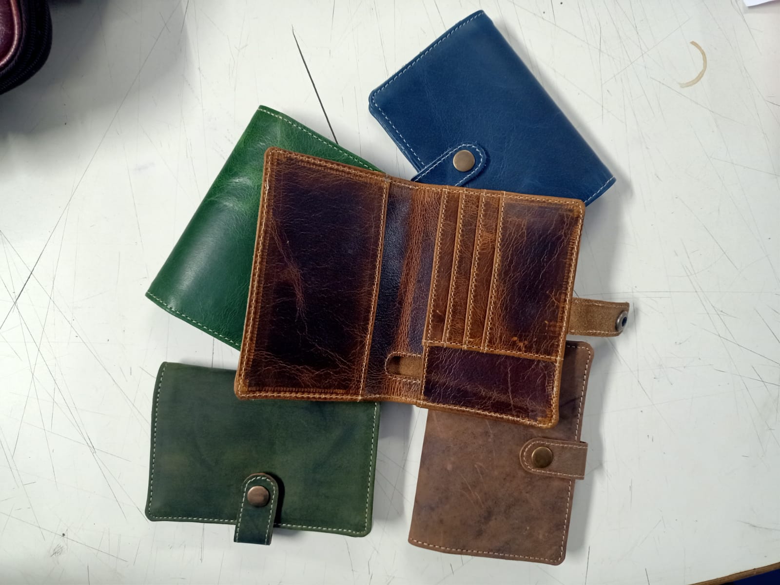 Handmade leather passport tag