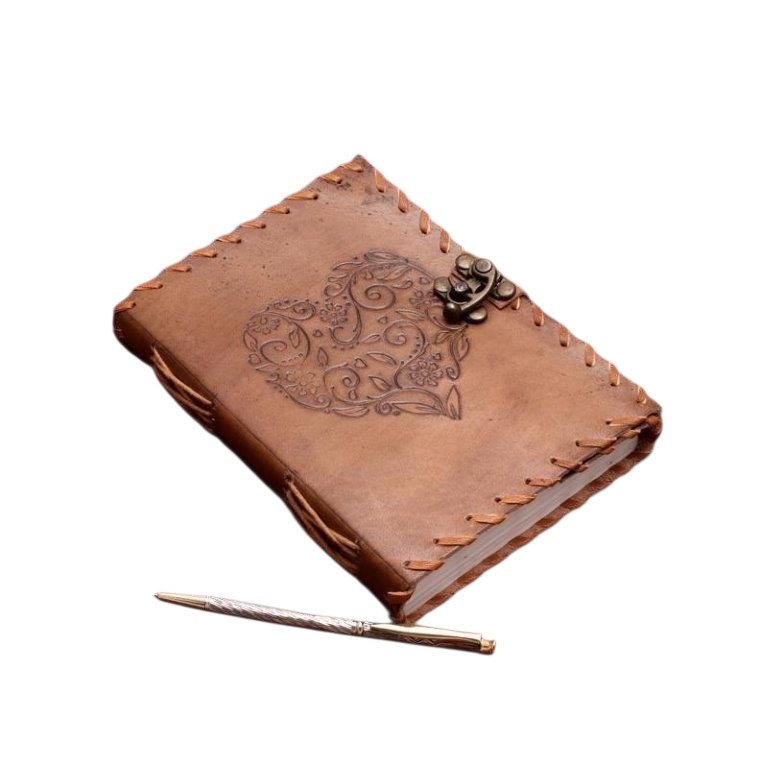 Handmade heart leather journal