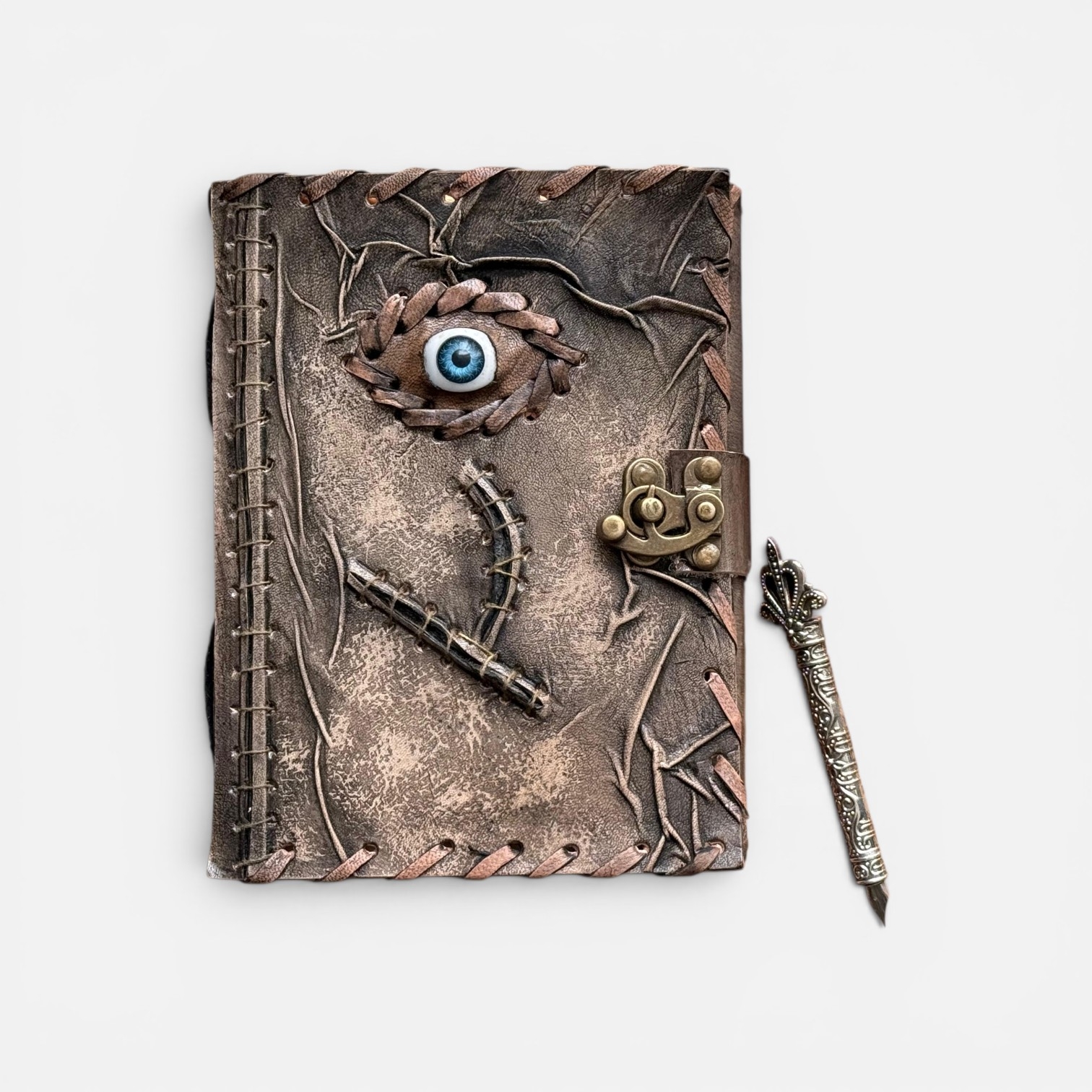 Handmade evil eye leather journal